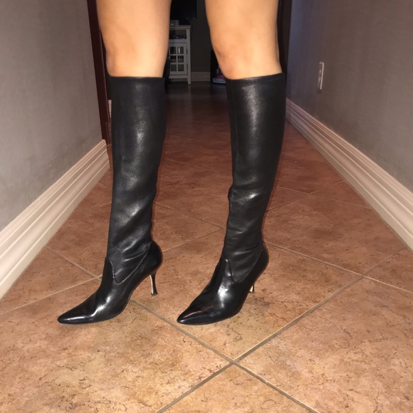 Manolo Blahnik Knee High Leather Boots 